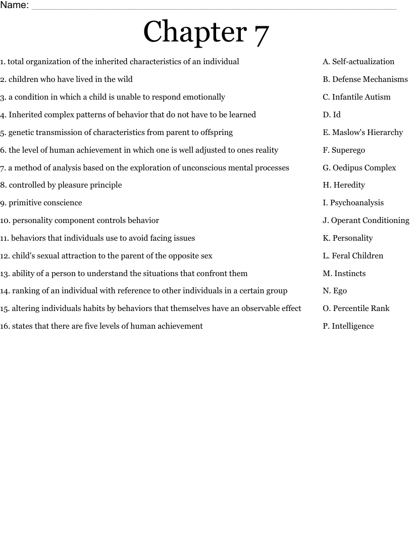 Chapter 7 Worksheet