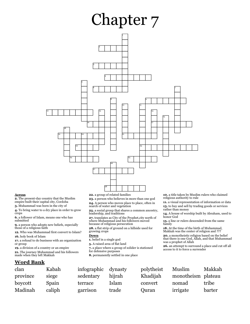 Chapter 7 Crossword
