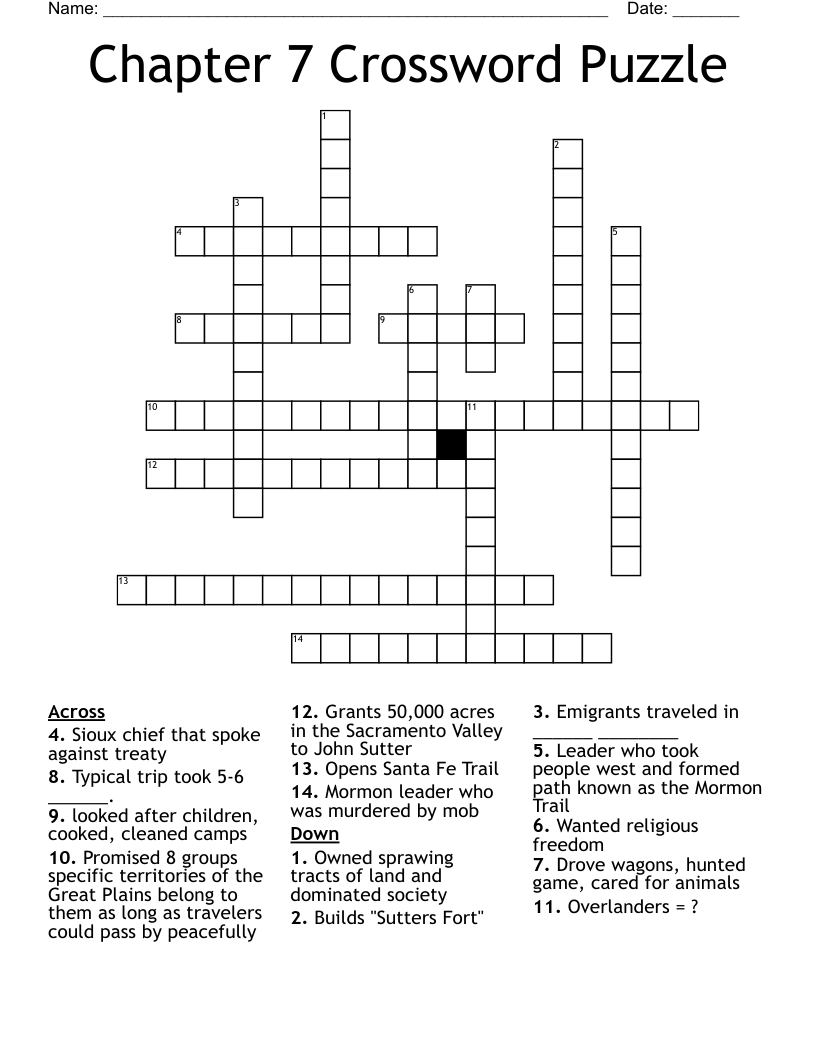 Chapter 7 Crossword Puzzle