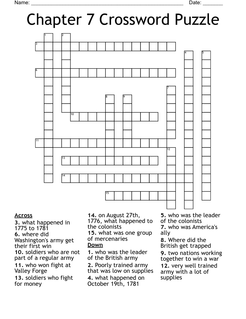 Chapter 7 Crossword Puzzle