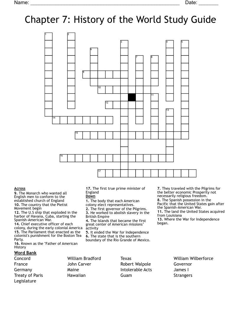 Chapter 7: History of the World Study Guide Crossword