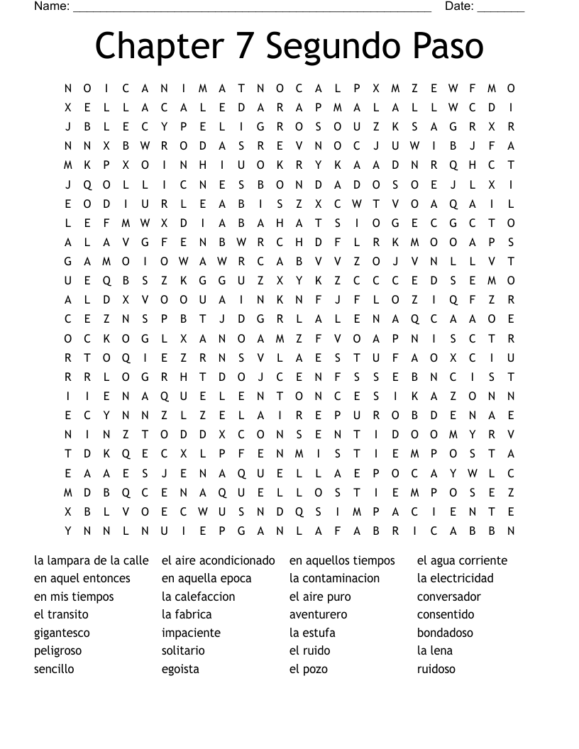 Chapter 7 Segundo Paso Word Search