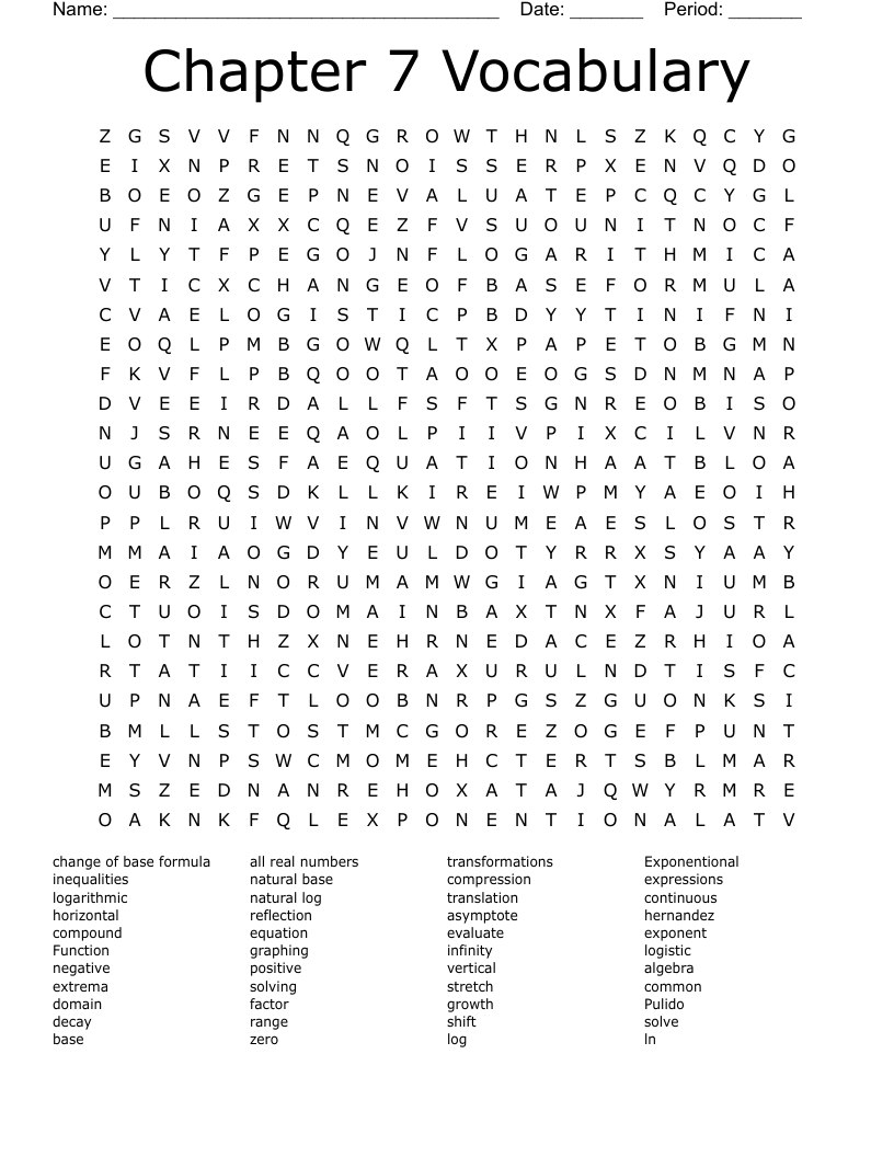 Chapter 7 Vocabulary Word Search
