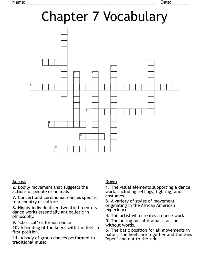 Chapter 7 Vocabulary Crossword