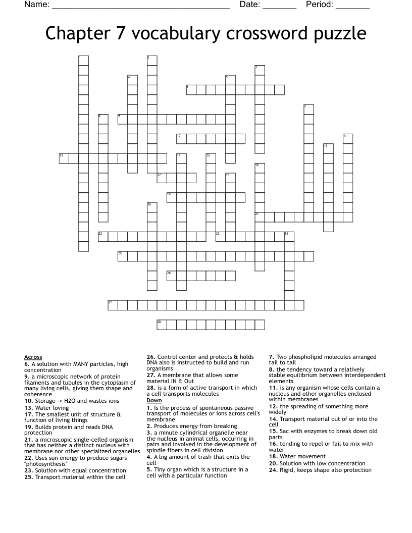 Chapter 7 vocabulary crossword puzzle 