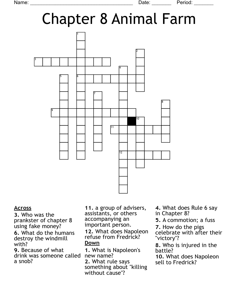 Chapter 8 Animal Farm Crossword