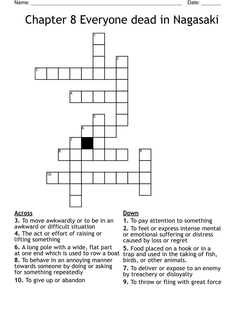 Chapter 8 Everyone dead in Nagasaki Crossword