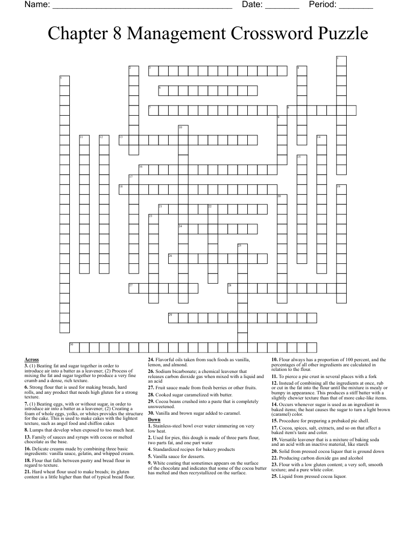 Chapter 8 Management Crossword Puzzle  