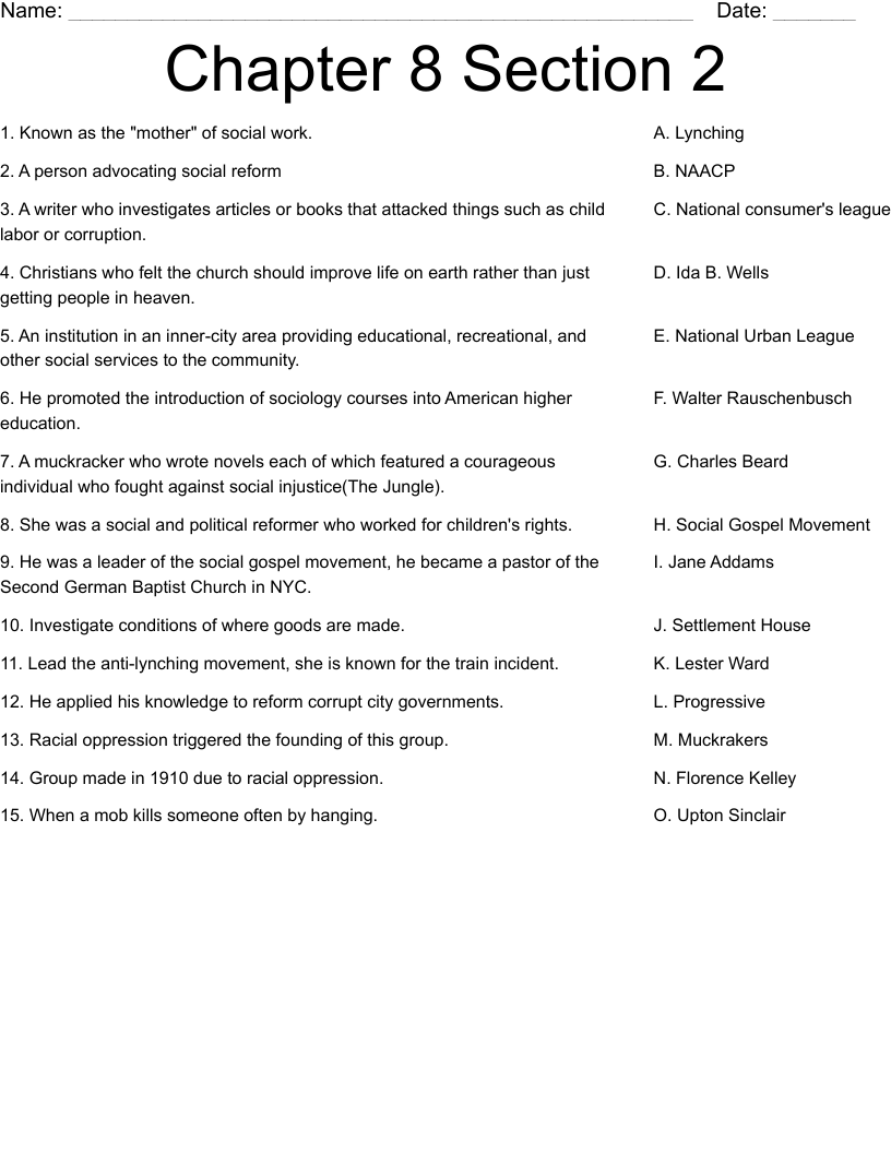 Chapter 8 Section 2 Worksheet