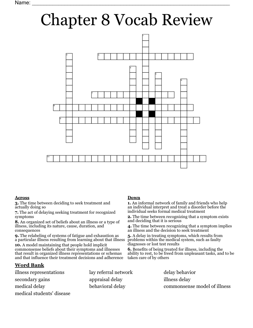 Chapter 8 Vocab Review Crossword
