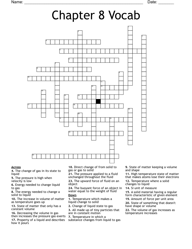 Chapter 8 Vocab  Crossword