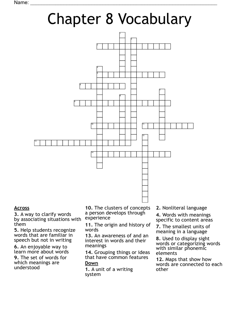 Chapter 8 Vocabulary Crossword