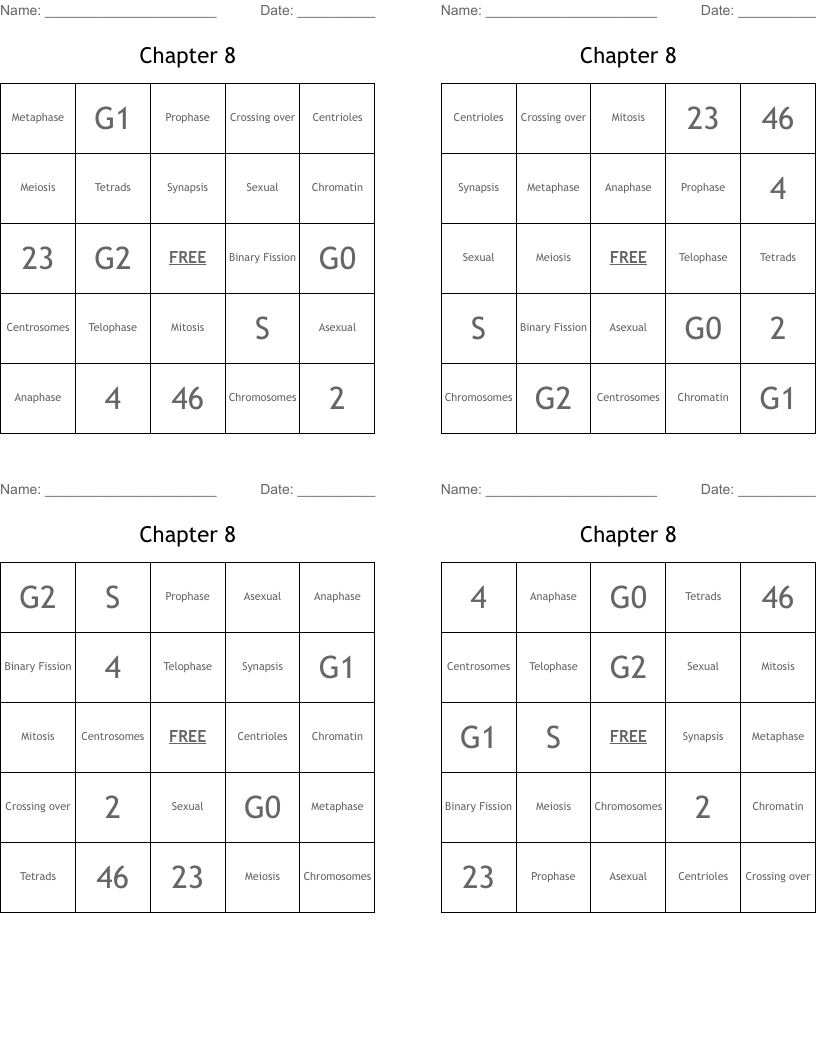 Chapter 8  Bingo Cards
