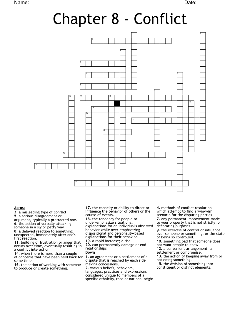 Chapter 8 - Conflict  Crossword