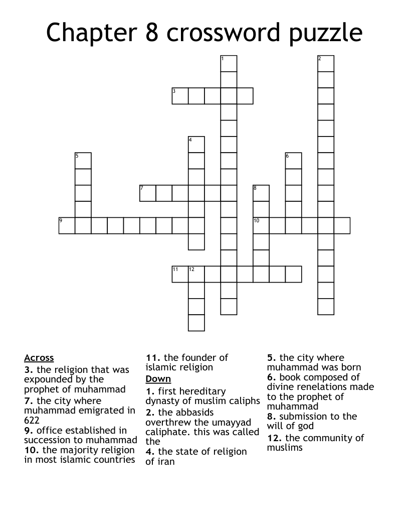 Chapter 8 crossword puzzle 