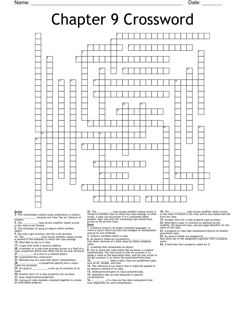 Chapter 9 Crossword