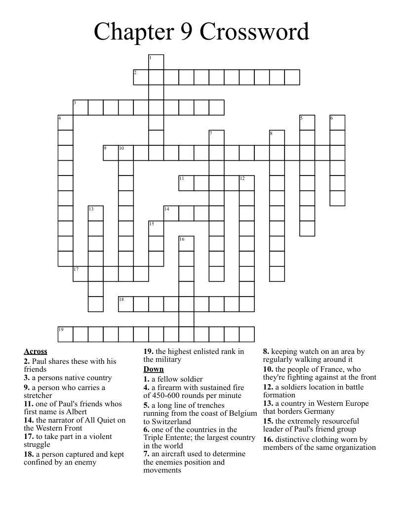 Chapter 9 Crossword