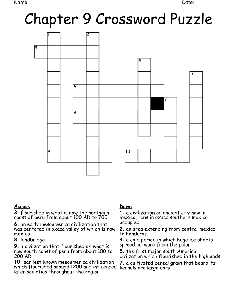 Chapter 9 Crossword Puzzle
