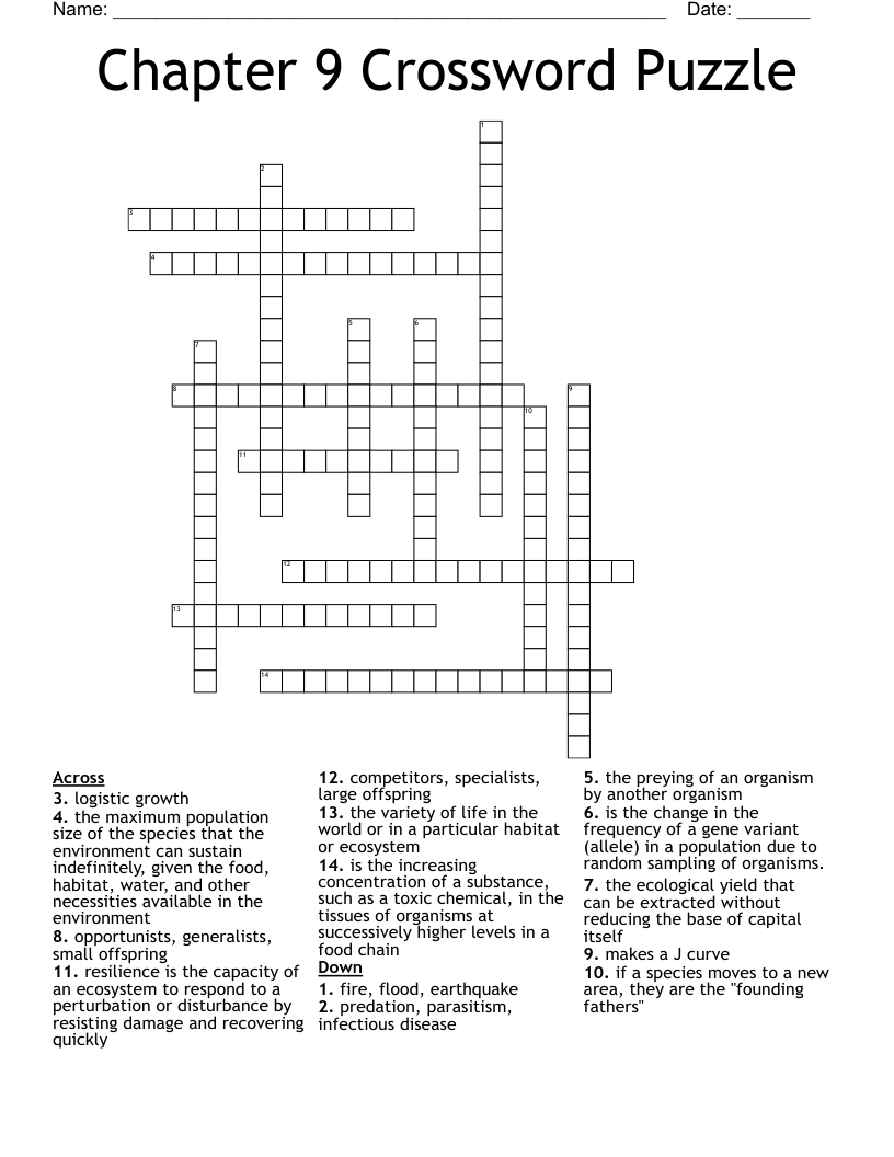 Chapter 9 Crossword Puzzle