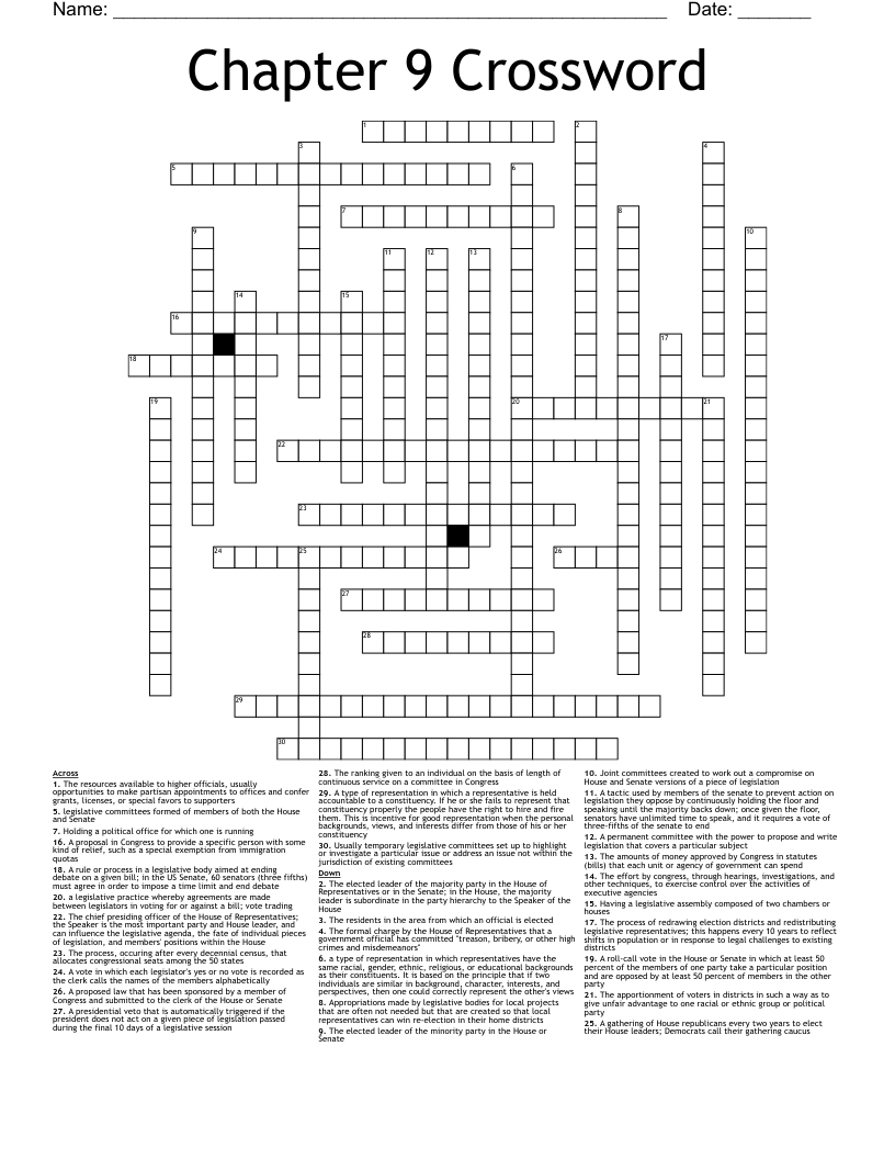 Chapter 9 Crossword 
