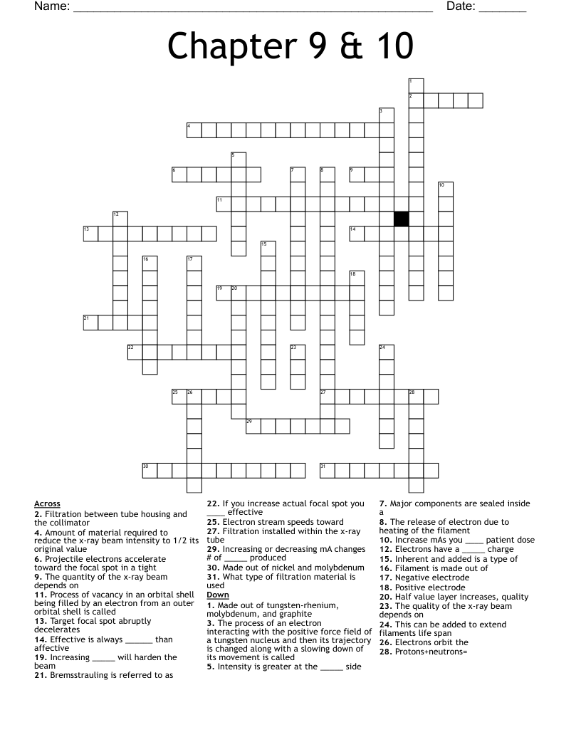Chapter 9 & 10 Crossword