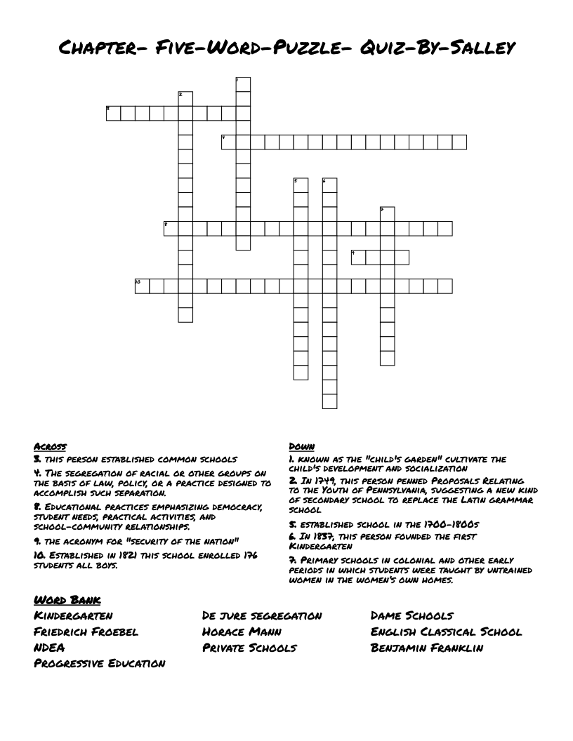 Chapter- Five-Word-Puzzle- Quiz-By-Salley Crossword