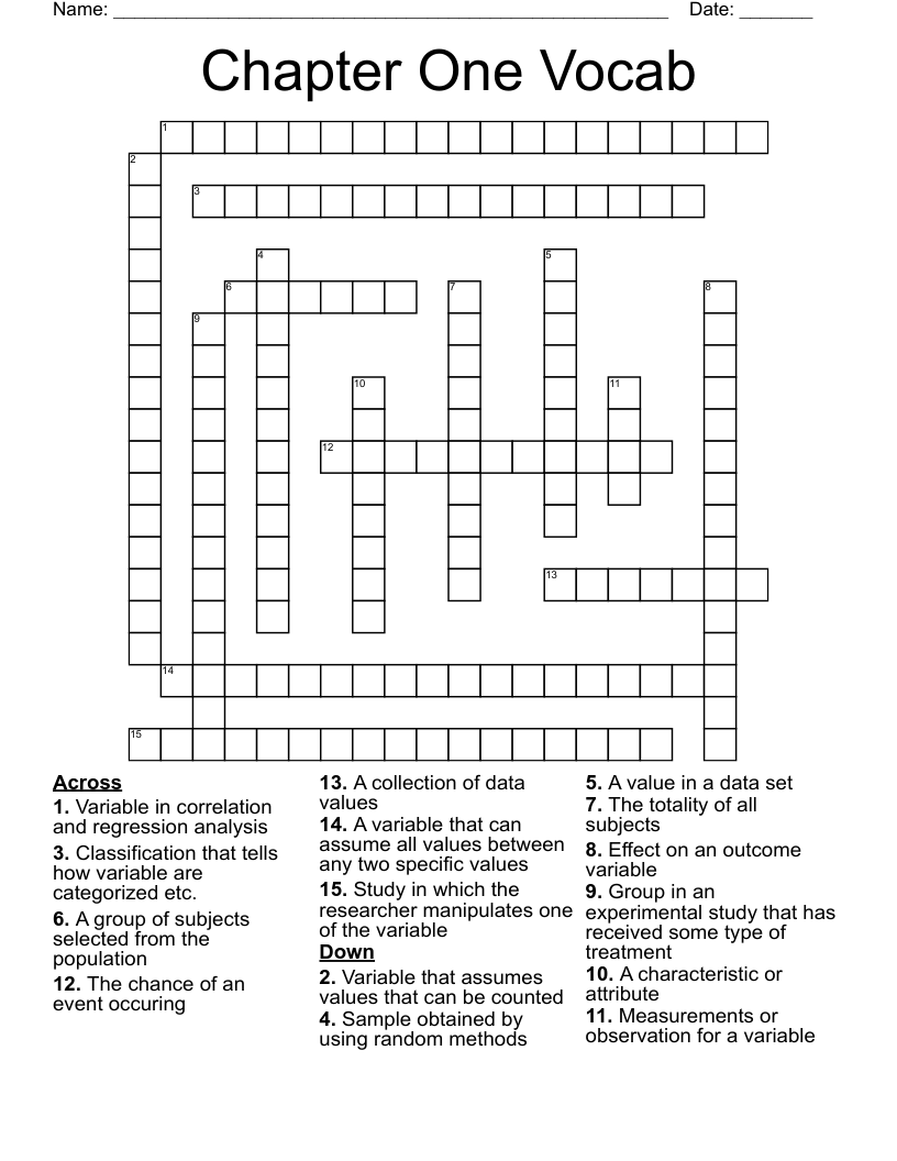 Chapter One Vocab Crossword