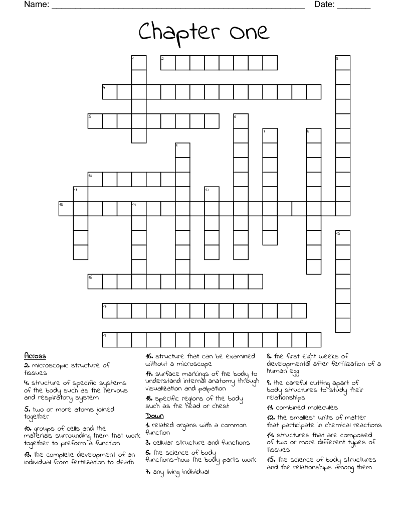 Chapter One  Crossword