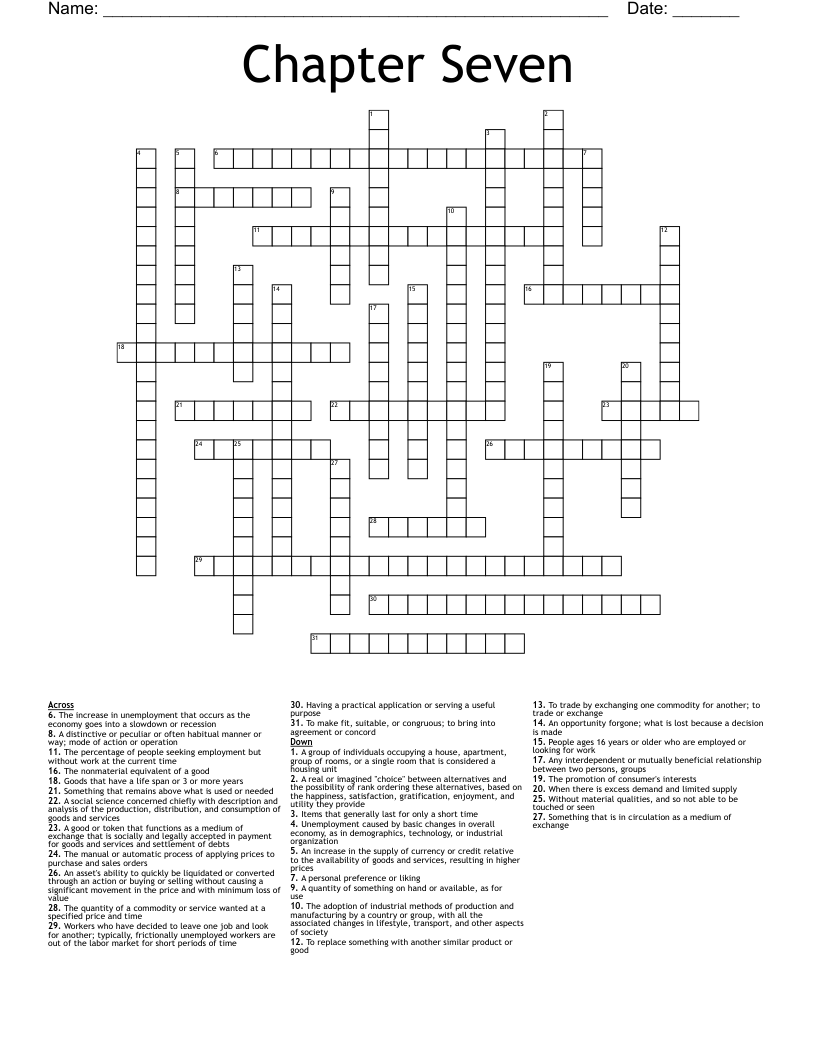Chapter Seven Crossword