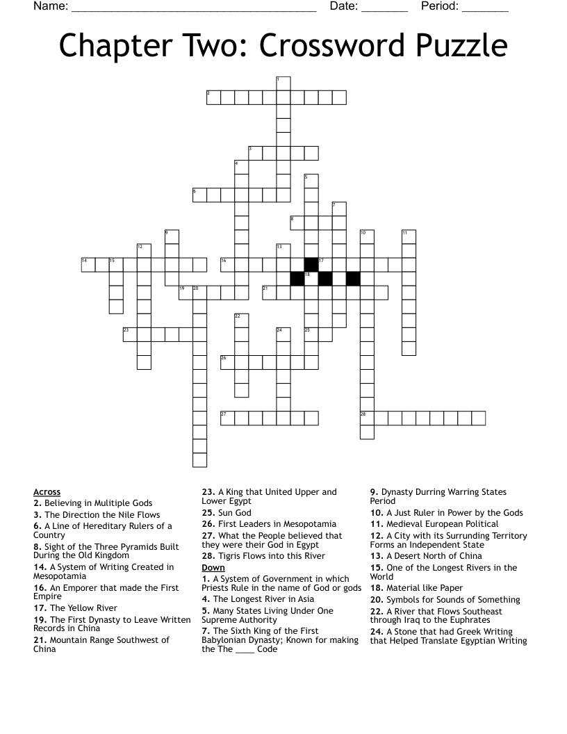 Chapter Two: Crossword Puzzle