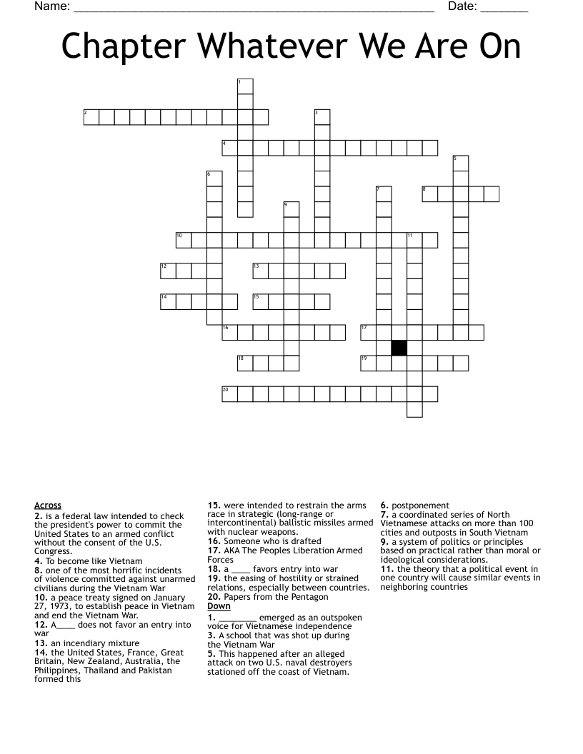 Chapter Whatever We Are On Crossword