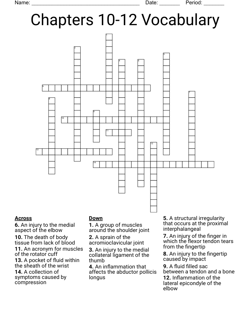 Chapters 10-12 Vocabulary Crossword