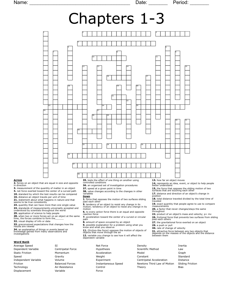 Chapters 1-3 Crossword