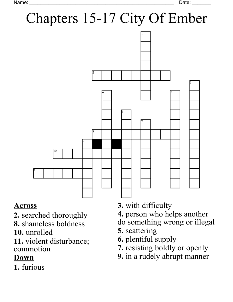 Chapters 15-17 City Of Ember Crossword