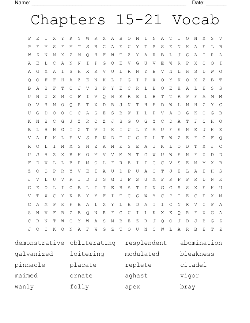 Chapters 15-21 Vocab Word Search