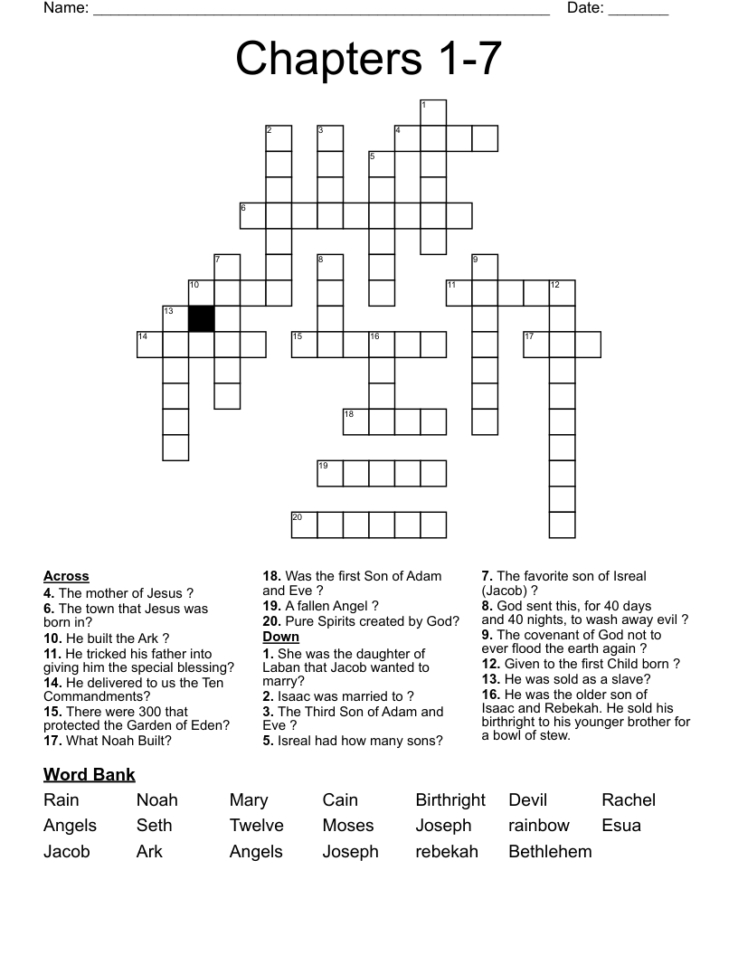 Chapters 1-7 Crossword
