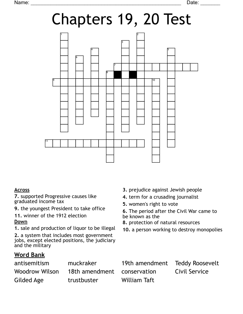 Chapters 19, 20 Test Crossword