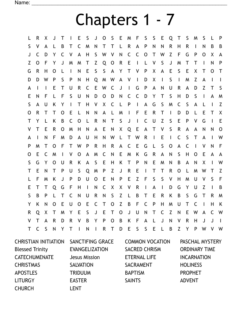 Chapters 1 - 7 Word Search
