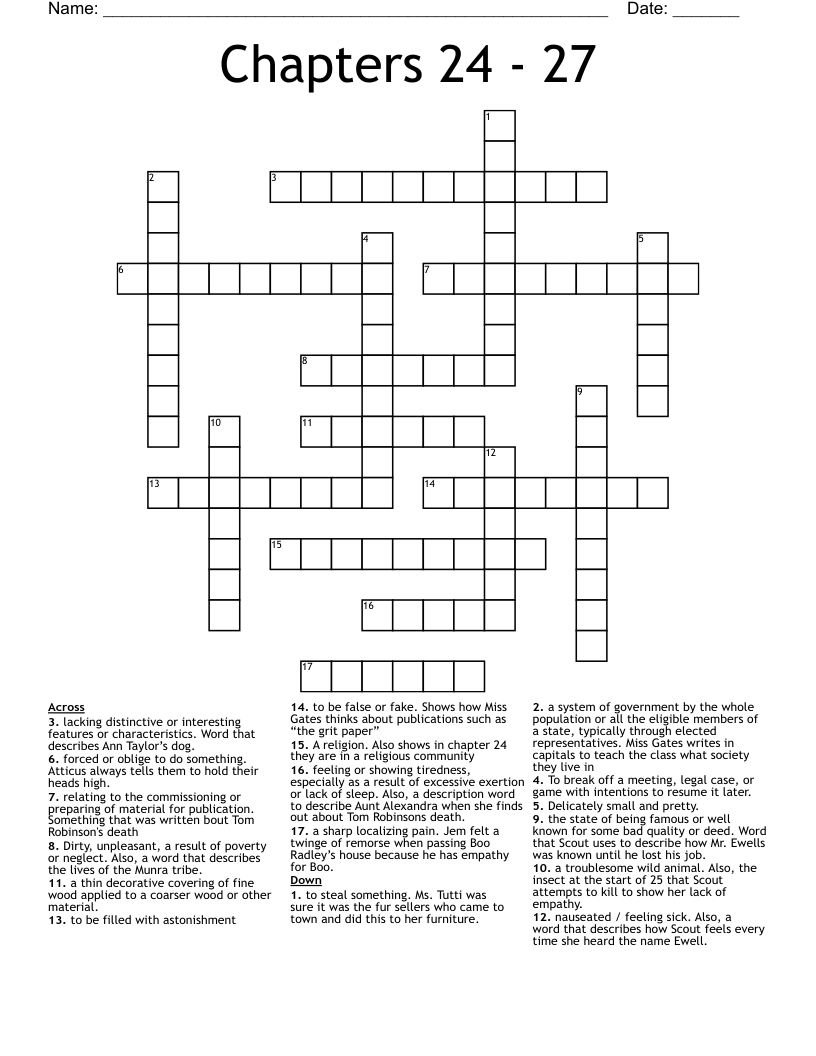 Chapters 24 - 27 Crossword