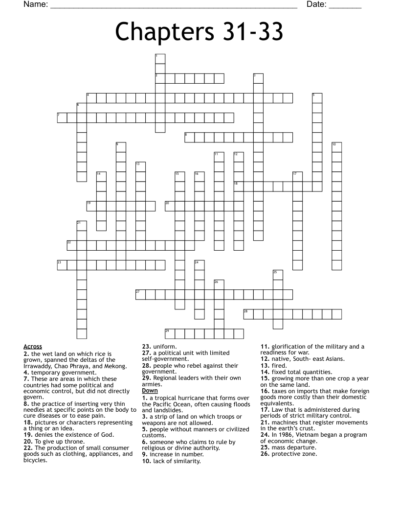 Chapters 31-33 Crossword