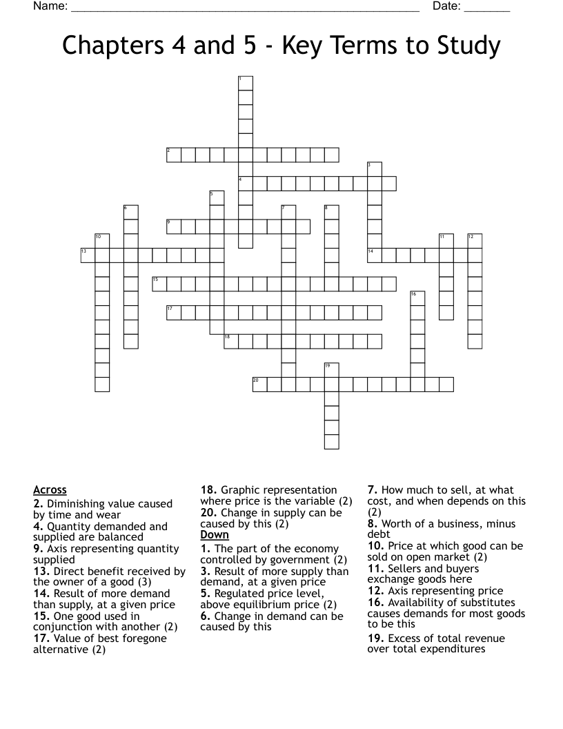 Chapters 4 and 5 - Key Terms to Study  Crossword