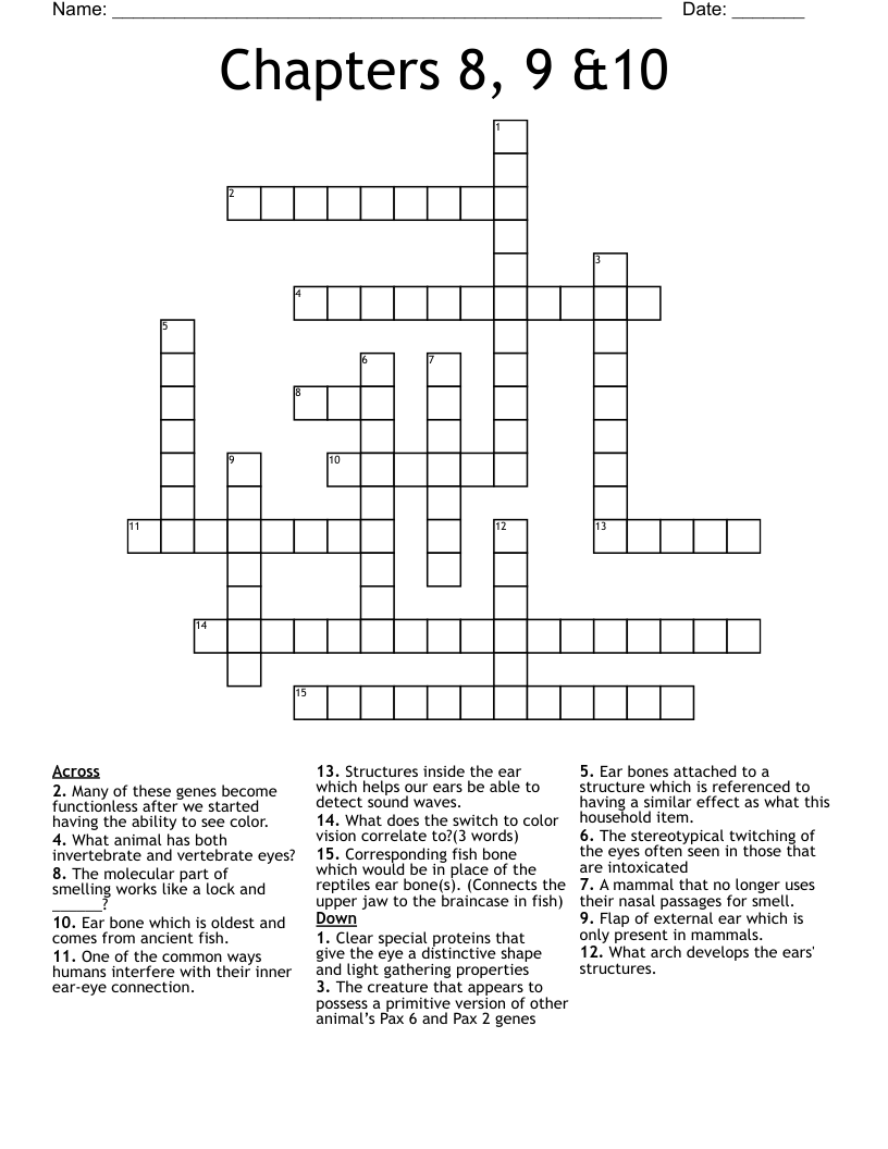 Chapters 8, 9 &10 Crossword