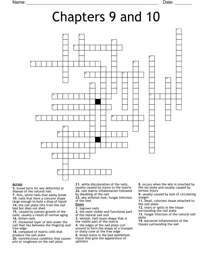 Chapters 9 and 10 Crossword