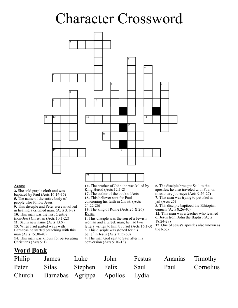 Character Crossword