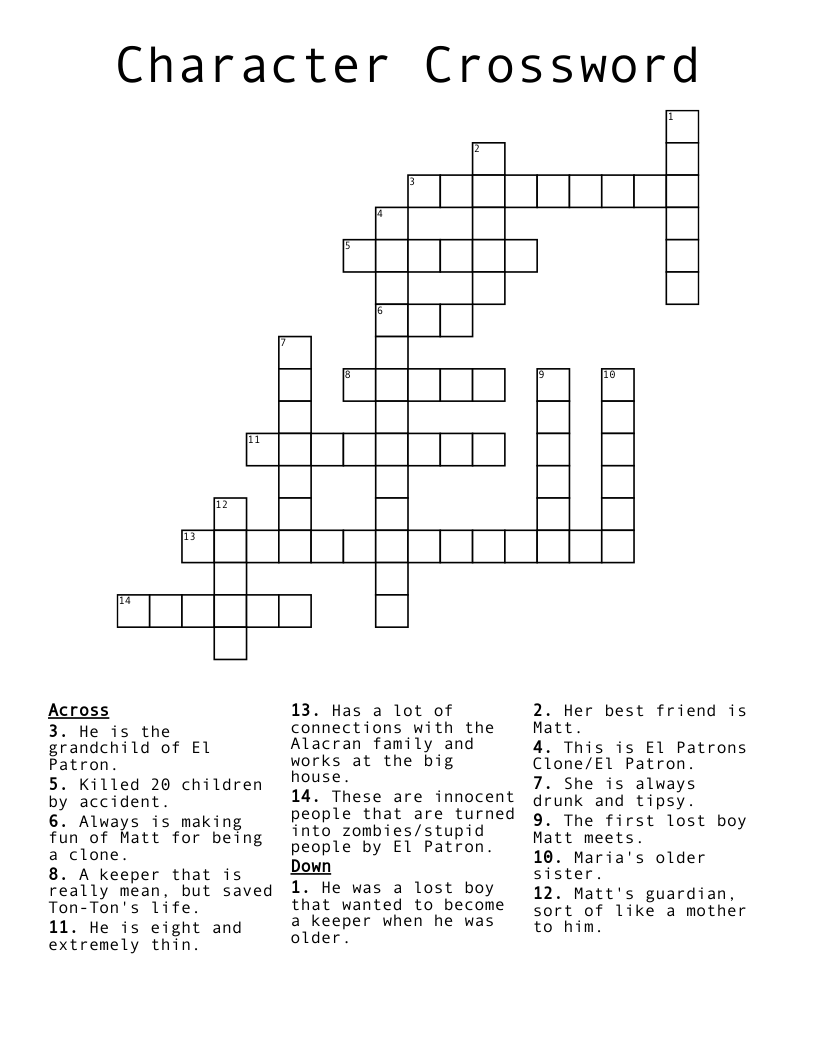 Character Crossword