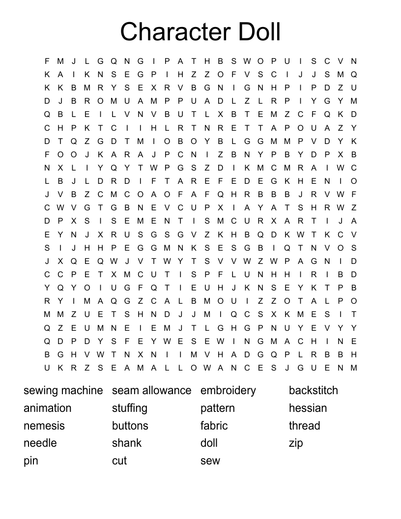 Character Doll  Word Search