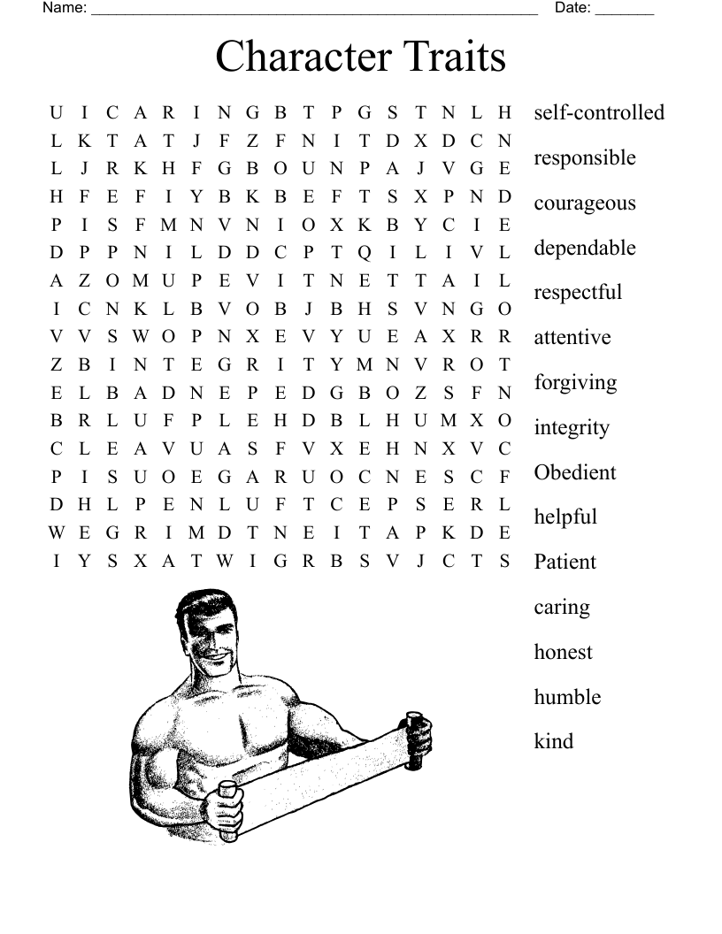 Character Traits Word Search