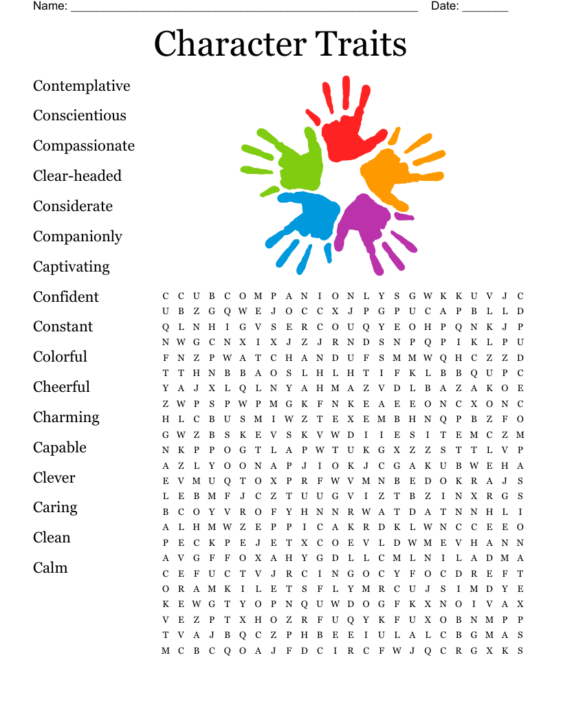 Character Traits  Word Search