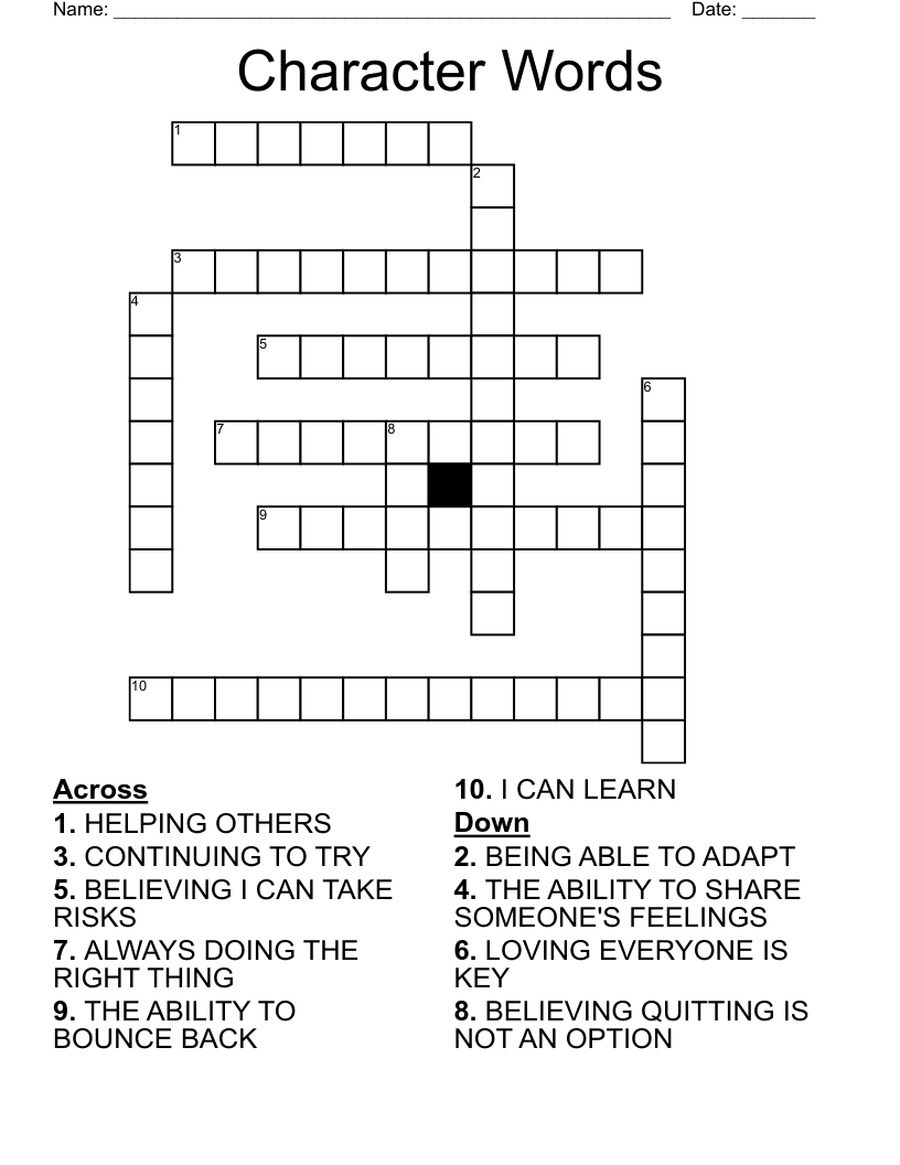 Character Words Crossword