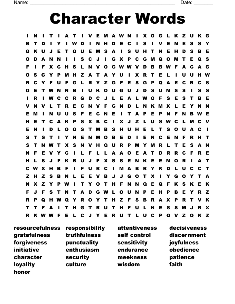 Character Words  Word Search